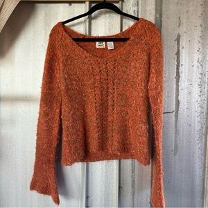 Lady Enyce Vintage Fuzzy Orange Bell Sleeve Sweater